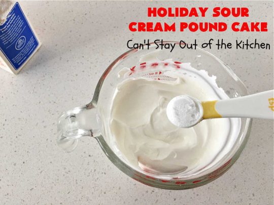 Holiday Sour Cream Pound Cake | Can't Stay Out of the Kitchen | this lovely #PoundCake includes #almond flavoring & #FruitcakeMix in the batter. It's made in miniature #bundt pans & makes a terrific #Christmas gift for friends & neighbors. So many people have told us how much they enjoyed this scrumptious #cake. #SourCreamPoundCake #dessert #ParadiseFruitCompany #HolidayDessert #ParadiseCandiedFruit #CherryDessert #HolidaySourCreamPoundCake