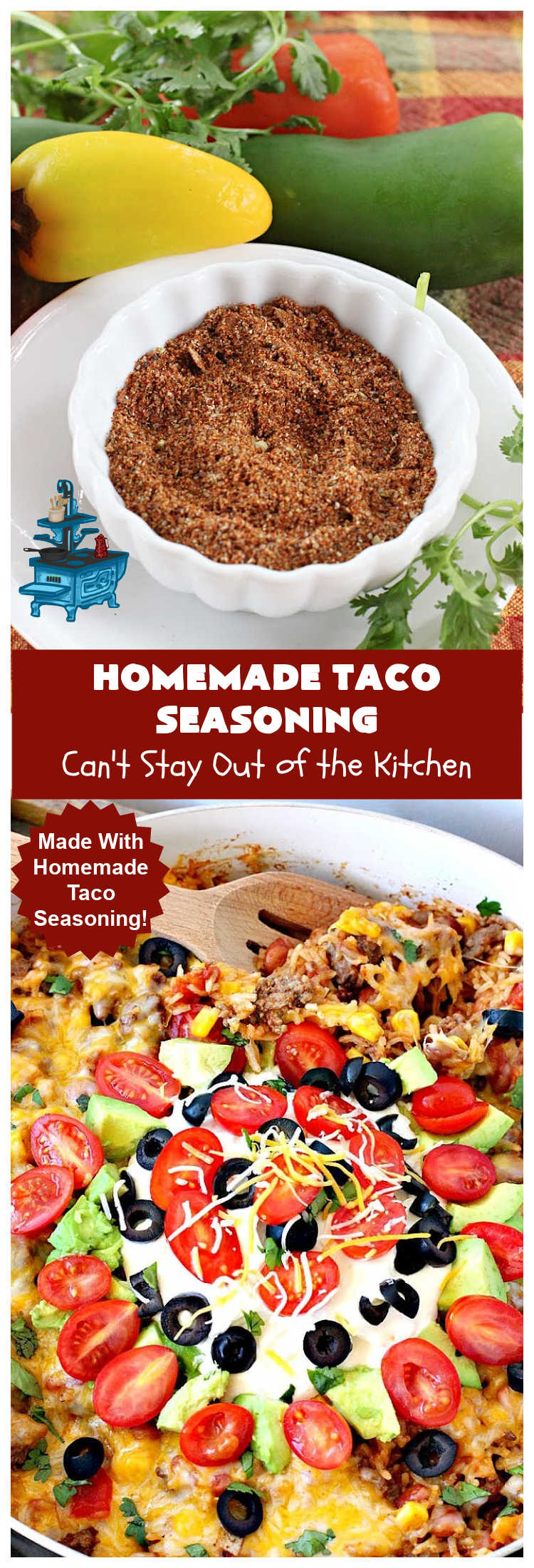 Homemade Taco Seasoning | Can't Stay Out of the Kitchen | this is such an easy way to whip up #HomemadeTacoSeasoning for any #TexMex #recipe including #salads, #skillets, #AppetizerDips or any #Mexican entree. You can make it in two minutes & it replaces a store-bought #TacoSeasoningPacket one-for-one. No MSG, sugar or fillers. #GlutenFree #vegan