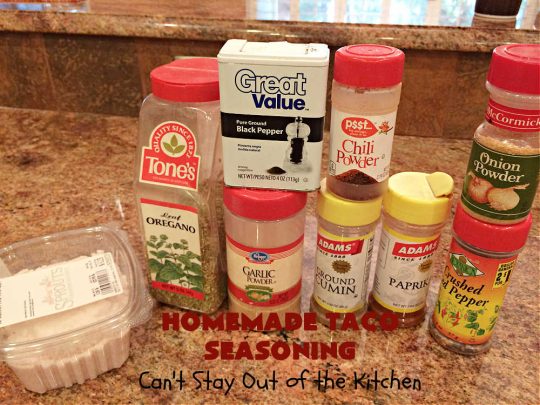Homemade Taco Seasoning | Can't Stay Out of the Kitchen | this is such an easy way to whip up #HomemadeTacoSeasoning for any #TexMex #recipe including #salads, #skillets, #AppetizerDips or any #Mexican entree. You can make it in two minutes & it replaces a store-bought #TacoSeasoningPacket one-for-one. No MSG, sugar or fillers. #GlutenFree #veganHomemade Taco Seasoning | Can't Stay Out of the Kitchen | this is such an easy way to whip up #HomemadeTacoSeasoning for any #TexMex #recipe including #salads, #skillets, #AppetizerDips or any #Mexican entree. You can make it in two minutes & it replaces a store-bought #TacoSeasoningPacket one-for-one. No MSG, sugar or fillers. #GlutenFree #vegan