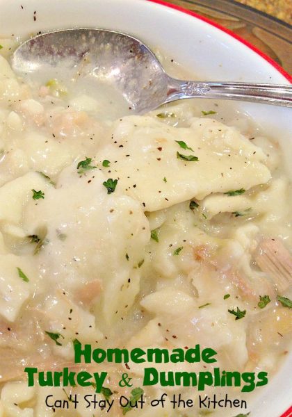 Homemade Turkey and Dumplings | Can't Stay Out of the Kitchen | fabulous #homeadedumplings from scratch. These #eggnoodles are melt-in-your-mouth good. Step-by-step pictures and tips for #deboningaturkey and making the #noodles. #turkey #soup