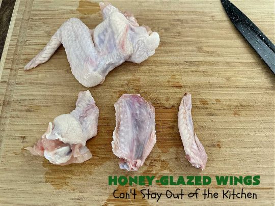 Honey-Glazed Wings | Can't Stay Out of the Kitchen | This easy-peasy #appetizer is a delicious marinated #recipe that's #baked up the next day. The #marinade is poured over the #ChickenWings before #baking so it's wonderfully easy to toss together for #tailgating parties, #potlucks & #BackyardBarbecues. #wings #chicken #poultry #GlutenFree #HoneyGlazedWings