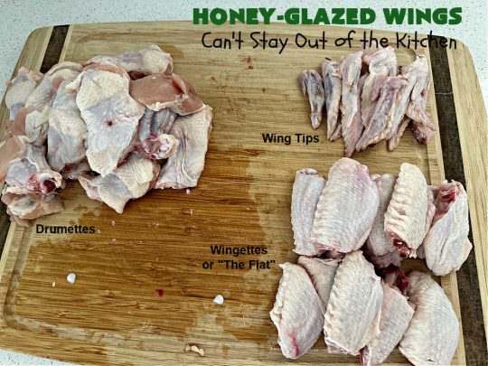 Honey-Glazed Wings | Can't Stay Out of the Kitchen | This easy-peasy #appetizer is a delicious marinated #recipe that's #baked up the next day. The #marinade is poured over the #ChickenWings before #baking so it's wonderfully easy to toss together for #tailgating parties, #potlucks & #BackyardBarbecues. #wings #chicken #poultry #GlutenFree #HoneyGlazedWings