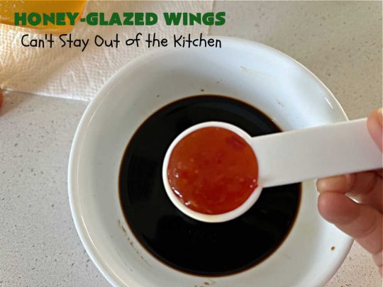 Honey-Glazed Wings | Can't Stay Out of the Kitchen | This easy-peasy #appetizer is a delicious marinated #recipe that's #baked up the next day. The #marinade is poured over the #ChickenWings before #baking so it's wonderfully easy to toss together for #tailgating parties, #potlucks & #BackyardBarbecues. #wings #chicken #poultry #GlutenFree #HoneyGlazedWings