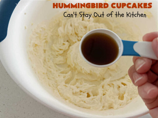 Hummingbird Cupcakes | Can't Stay Out of the Kitchen | Prepare to drool over every bite of these spectacular #cupcakes. #Walnuts, #cinnamon, #bananas #pineapple & a #CreamCheese #icing makes this #dessert rock! #HummingbirdCupcakes are just as amazing as #HummingbirdCake! #cake #HummingbirdDessert