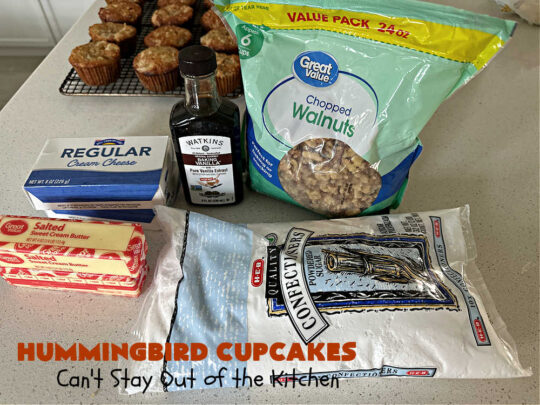 Hummingbird Cupcakes | Can't Stay Out of the Kitchen | Prepare to drool over every bite of these spectacular #cupcakes. #Walnuts, #cinnamon, #bananas #pineapple & a #CreamCheese #icing makes this #dessert rock! #HummingbirdCupcakes are just as amazing as #HummingbirdCake! #cake #HummingbirdDessert