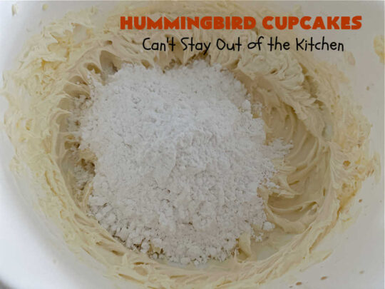 Hummingbird Cupcakes | Can't Stay Out of the Kitchen | Prepare to drool over every bite of these spectacular #cupcakes. #Walnuts, #cinnamon, #bananas #pineapple & a #CreamCheese #icing makes this #dessert rock! #HummingbirdCupcakes are just as amazing as #HummingbirdCake! #cake #HummingbirdDessert