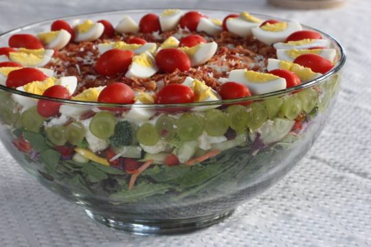 Healthy 24-Hour Layered Salad - Can't Stay Out of the Kitchen