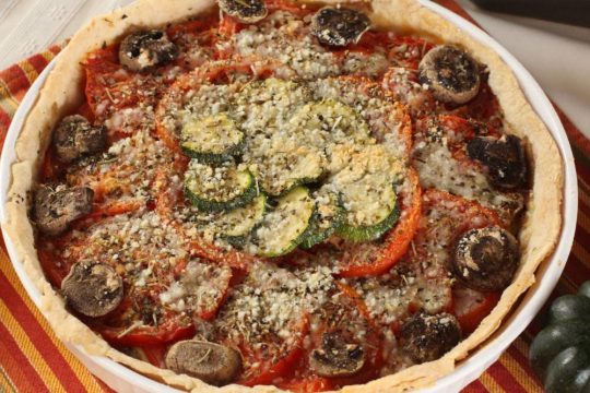 Caramelized Onion, Zucchini, Tomato and Mushroom Tart - Can't Stay Out of the Kitchen