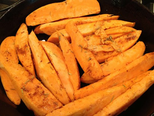 Spicy Sweet Potato Oven Wedges - Can't Stay Out of the Kitchen