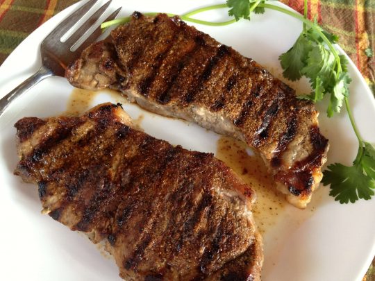 Grilled Peppered Steaks - Can't Stay Out of the Kitchen