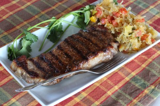 Grilled Peppered Steaks - Can't Stay Out of the Kitchen