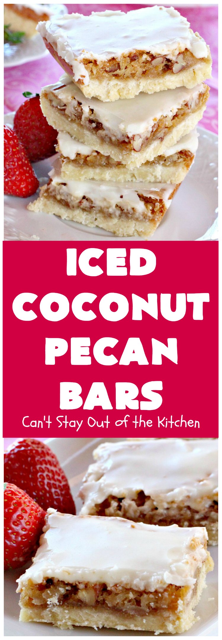 Iced Coconut Pecan Bars | Can't Stay Out of the Kitchen | this fabulous #cookie has a #coconut & #Pecan filling & a lovely citrus icing. Perfect for summer #holiday parties. #dessert