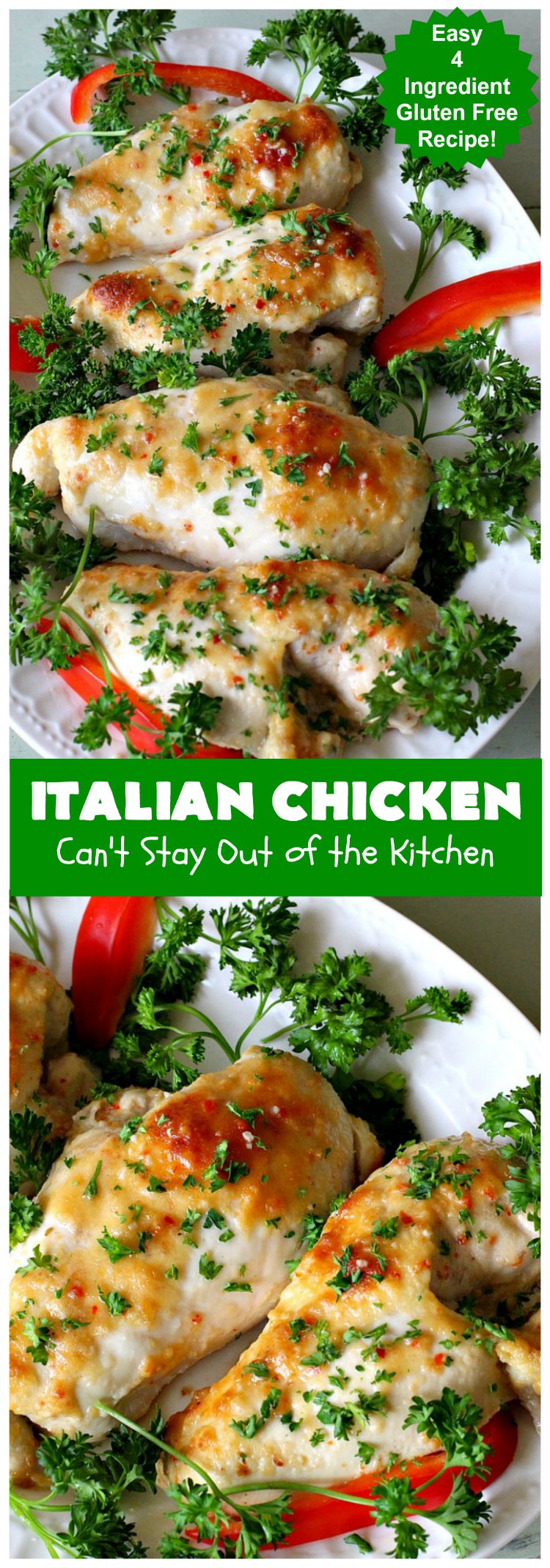 Italian Chicken | Can't Stay Out of the Kitchen | this quick & easy 4-ingredient #chicken entree is perfect for weeknight dinners when you're short on time. Tasty & delicious. #Italian #GlutenFree #ItalianChicken