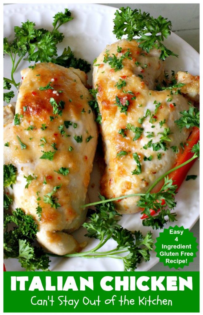 Italian Chicken | Can't Stay Out of the Kitchen | this quick & easy 4-ingredient #chicken entree is perfect for weeknight dinners when you're short on time. Tasty & delicious. #Italian #GlutenFree #ItalianChicken