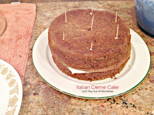 Italian Creme Cake | Can't Stay Out of the Kitchen | rich, decadent #cake with #pecans #coconut and #creamcheese in the cake and in the frosting! This cake is great to make for special occasions and #holiday #baking. #dessert