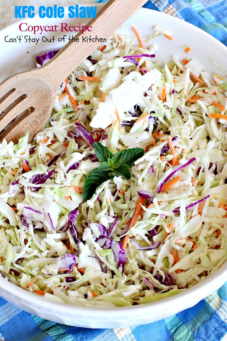 KFC Cole Slaw Copycat Recipe | Can't Stay Out of the Kitchen | fantastic #coleslaw that tastes just like #KentuckyFriedChicken's! Quick & easy & great for summer #holiday barbecues. #salad #cabbage #glutenfree