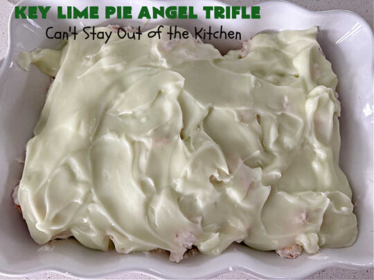 Key Lime Pie Angel Trifle | Can't Stay Out of the Kitchen | If you enjoy #KeyLimePie, you'll love the flavors in this amazing #AngelTrifle. This #dessert is so drool-worthy, you'll be swooning over every bite. #KeyLimePieAngelTrifle is terrific for #holidays like #StPatricksDay, potlucks or any company dinner. #KeyLime #KeyLimeDessert #KeyLimePieAngelDessert