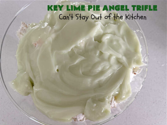 Key Lime Pie Angel Trifle | Can't Stay Out of the Kitchen | If you enjoy #KeyLimePie, you'll love the flavors in this amazing #AngelTrifle. This #dessert is so drool-worthy, you'll be swooning over every bite. #KeyLimePieAngelTrifle is terrific for #holidays like #StPatricksDay, potlucks or any company dinner. #KeyLime #KeyLimeDessert #KeyLimePieAngelDessert