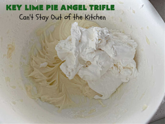 Key Lime Pie Angel Trifle | Can't Stay Out of the Kitchen | If you enjoy #KeyLimePie, you'll love the flavors in this amazing #AngelTrifle. This #dessert is so drool-worthy, you'll be swooning over every bite. #KeyLimePieAngelTrifle is terrific for #holidays like #StPatricksDay, potlucks or any company dinner. #KeyLime #KeyLimeDessert #KeyLimePieAngelDessert