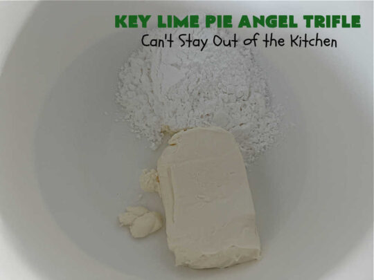 Key Lime Pie Angel Trifle | Can't Stay Out of the Kitchen | If you enjoy #KeyLimePie, you'll love the flavors in this amazing #AngelTrifle. This #dessert is so drool-worthy, you'll be swooning over every bite. #KeyLimePieAngelTrifle is terrific for #holidays like #StPatricksDay, potlucks or any company dinner. #KeyLime #KeyLimeDessert #KeyLimePieAngelDessert