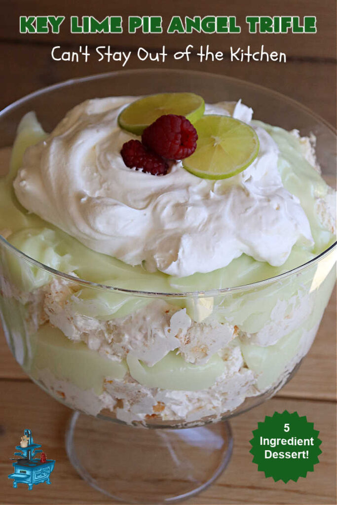 Key Lime Pie Angel Trifle | Can't Stay Out of the Kitchen | If you enjoy #KeyLimePie, you'll love the flavors in this amazing #AngelTrifle. This #dessert is so drool-worthy, you'll be swooning over every bite. #KeyLimePieAngelTrifle is terrific for #holidays like #StPatricksDay, potlucks or any company dinner. #KeyLime #KeyLimeDessert #KeyLimePieAngelDessert