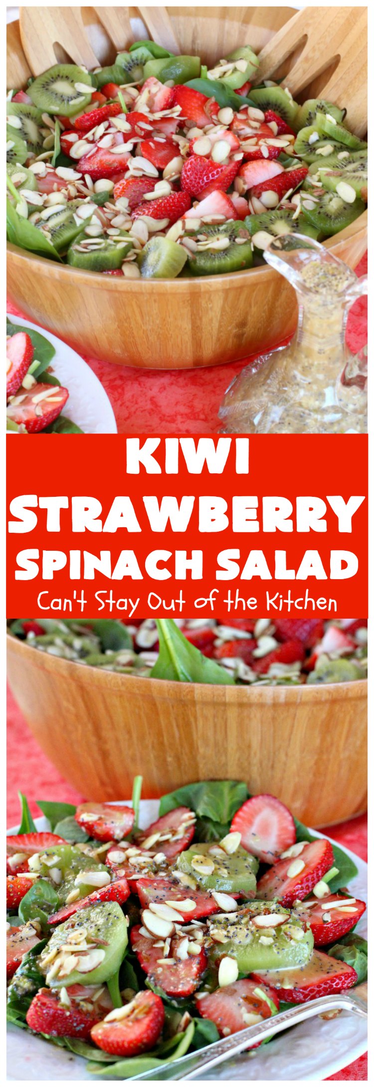 Kiwi-Strawberry Spinach Salad | Can't Stay Out of the Kitchen