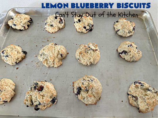 Lemon Blueberry Biscuits | Can't Stay Out of the Kitchen | Prepare to drool over these lovely sweet #biscuits! They're the perfect treat for any weekend, company or #holiday #breakfast or #brunch menu. These delightful #BlueberryBiscuits include fresh #blueberries, #LemonYogurt & #LemonPeel & #LemonJuice in the icing. They're a terrific treat with your morning #coffee. #lemon #HolidayBreakfast #LemonBlueberryBiscuits