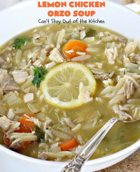 Lemon Chicken Orzo Soup - Can't Stay Out of the Kitchen