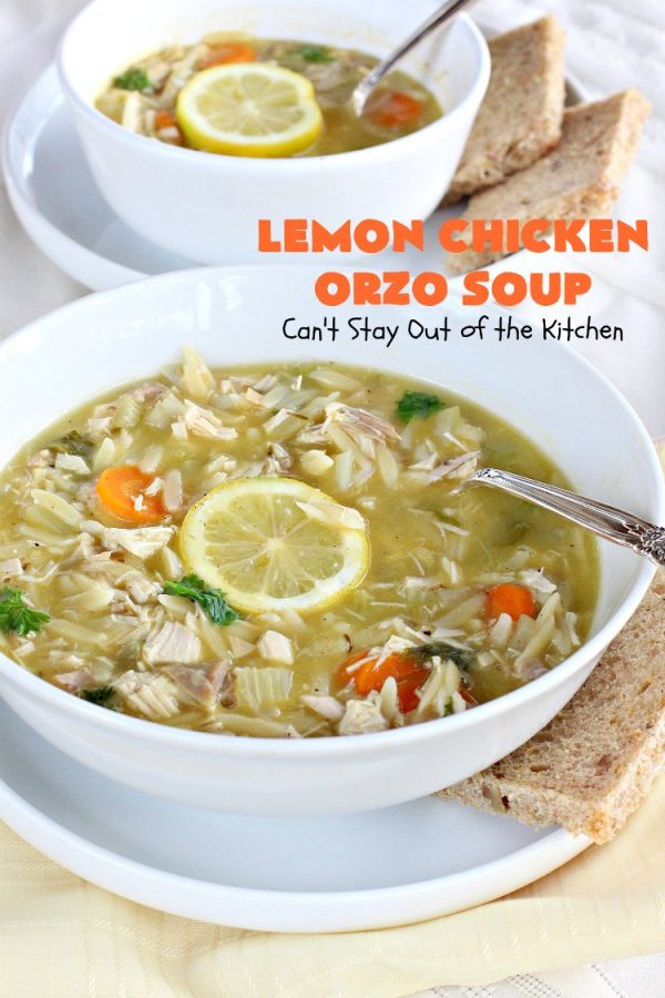 Lemon Chicken Orzo Soup – Can't Stay Out of the Kitchen