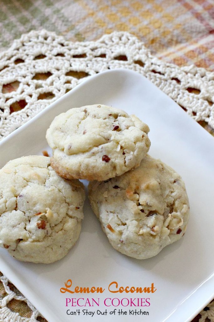 Lemon Coconut Pecan Cookies | Can't Stay Out of the Kitchen | these lovely sugar #cookies are filled with #lemon zest, #coconut & #pecans. Great for #holidays or #tailgating. #dessert