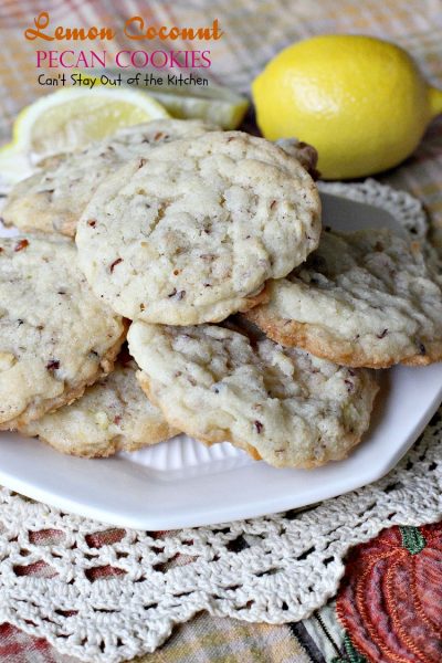 Lemon Coconut Pecan Cookies | Can't Stay Out of the Kitchen | these lovely sugar #cookies are filled with #lemon zest, #coconut & #pecans. Great for #holidays or #tailgating. #dessert