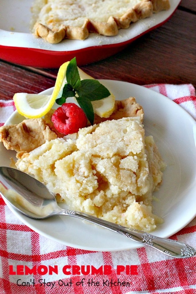 Lemon Crumb Pie | Can't Stay Out of the Kitchen | these #LemonPies are magnificent! This #GooseberryPatch #recipe is so delightful we made 2 batches (4 pies total). Great #dessert for #company or #holidays. #pie #LemonCrumbPie #HolidayDessert #LemonDessert #ValentinesDay