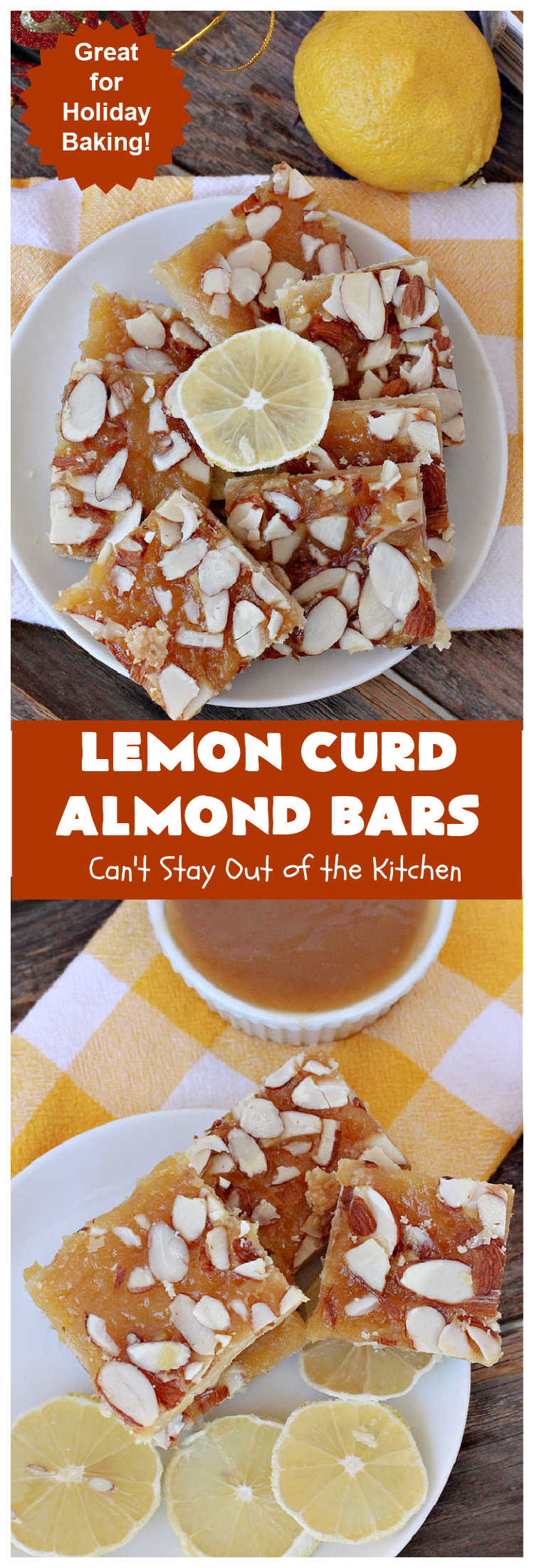Lemon Curd Almond Bars | Can't Stay Out of the Kitchen