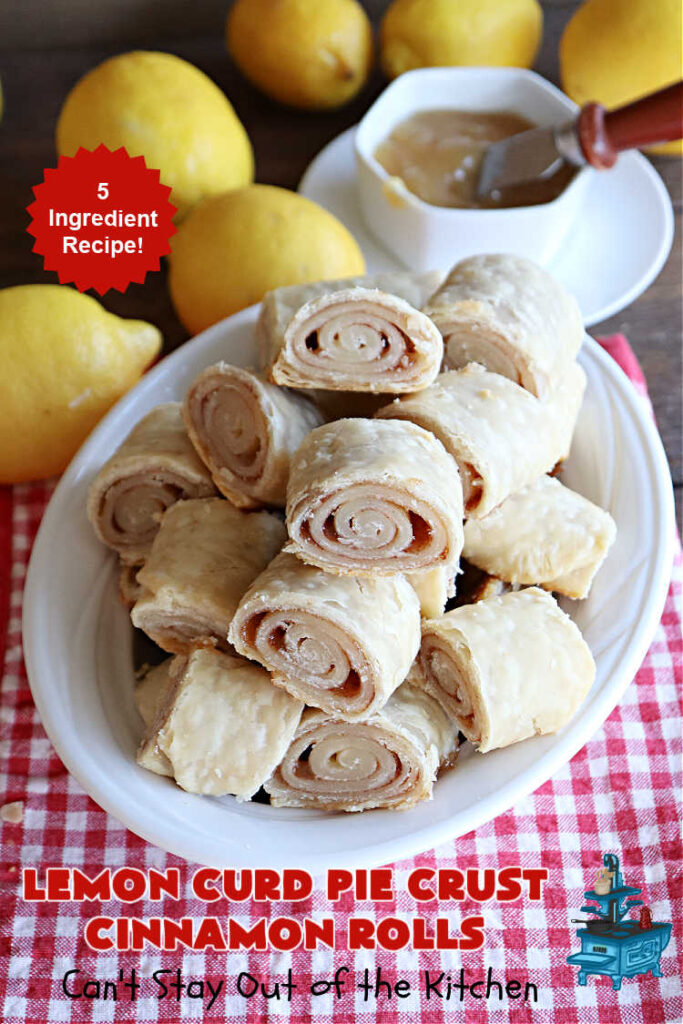 Lemon Curd Pie Crust Cinnamon Rolls | Can't Stay Out of the Kitchen | these delicious #CinnamonRolls use only #5Ingredients including #PieCrust! Lusciously #lemon-flavored, they will certainly whet your appetite for any family #breakfast. These are easy to whip up & scrumptious to the taste buds. Great for a #holiday #breakfast or #brunch. #LemonCurd #cinnamon #PieCrustCinnamonRolls #LemonCurdPieCrustCinnamonRolls