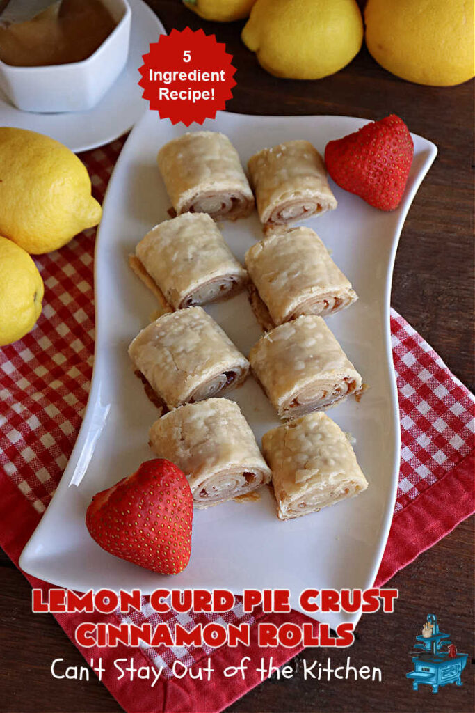 Lemon Curd Pie Crust Cinnamon Rolls | Can't Stay Out of the Kitchen | these delicious #CinnamonRolls use only #5Ingredients including #PieCrust! Lusciously #lemon-flavored, they will certainly whet your appetite for any family #breakfast. These are easy to whip up & scrumptious to the taste buds. Great for a #holiday #breakfast or #brunch. #LemonCurd #cinnamon #PieCrustCinnamonRolls #LemonCurdPieCrustCinnamonRolls