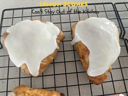 Lemon Scones | Can't Stay Out of the Kitchen | these luscious #scones include #LemonZest #CandiedLemonPeel & #LemonJuice! Yes, they're delightfully lemony & marvelous for a weekend, #holiday or company #breakfast or #brunch. If you enjoy #lemon anything, these sweet #LemonScones will cure any sweet tooth craving. #HolidayBreakfast #ParadiseFruit