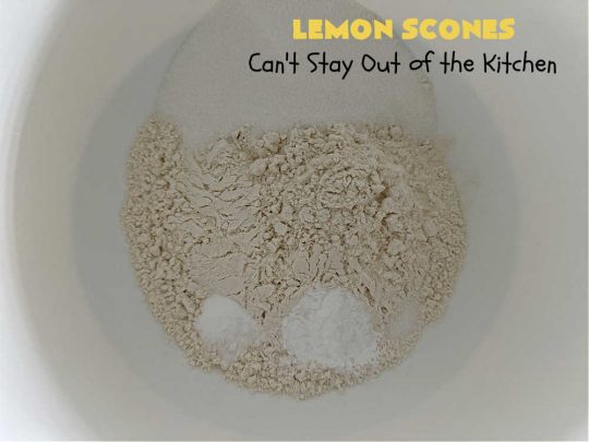 Lemon Scones | Can't Stay Out of the Kitchen | these luscious #scones include #LemonZest #CandiedLemonPeel & #LemonJuice! Yes, they're delightfully lemony & marvelous for a weekend, #holiday or company #breakfast or #brunch. If you enjoy #lemon anything, these sweet #LemonScones will cure any sweet tooth craving. #HolidayBreakfast #ParadiseFruit