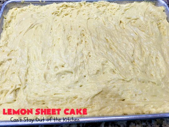 Lemon Sheet Cake |  Can't Stay Out of the Kitchen | this delicious #lemon #cake uses only 8 ingredients for the cake & the icing. It's so easy, yet has a luscious lemony taste to die for! The #CreamCheese icing is wonderful. #dessert #tailgating #LemonDessert #LemonSheetCake #Holiday #HolidayDessert 