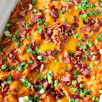 Loaded Bacon and Cheese Sweet Potato Bake | Can't Stay Out of the Kitchen | this #SweetPotato #casserole is awesome! It's loaded with #bacon, #CheddarCheese & green onions. If you want comfort food on your #Holiday #Thanksgiving or #Christmas menu, #LoadedBaconAndCheeseSweetPotatoBake needs to be on it! #GlutenFree #SideDish #SweetPotatoes #GlutenFreeSideDish