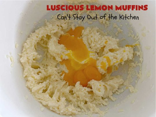 Luscious Lemon Muffins | Can't Stay Out of the Kitchen | these scrumptious #muffins are filled with #lemon flavor by using #LemonJuice & #LemonZest. They're sprinkled with a delicious #cinnamon-sugar topping that makes the #muffins irresistible. Great sweet treat for a weekend, company or #holiday #brunch or #breakfast or #tailgating parties. #HolidayBreakfast #LusciousLemonMuffins #LemonMuffins