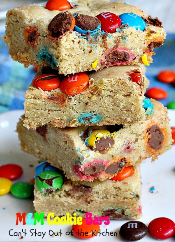 M&M Cookie Bars | Can't Stay Out of the Kitchen | these #brownies are so delectable you won't be able to stop eating them! #M&Ms #cookie #dessert #tailgating