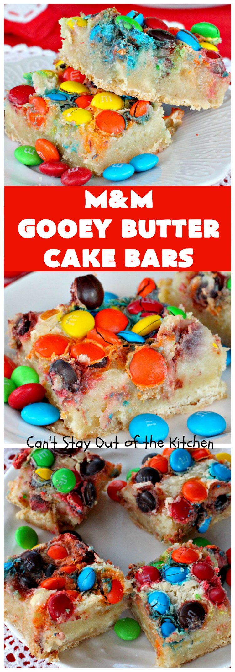 M&M Gooey Butter Cake Bars | Can't Stay Out of the Kitchen