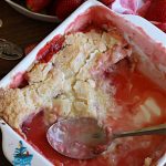 Magic Strawberry Cobbler | Can't Stay Out of the Kitchen | Enjoy the deliciousness of fresh #strawberries with this delightful #cobbler #recipe. This is a layered #dessert that has boiling water poured over the top so that it "magically" bakes up into one fantastic #StrawberryDessert. Terrific for #summer #holiday fun like the #FourthOfJuly. #MagicStrawberryCobbler