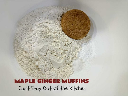 Maple Ginger Muffins | Can't Stay Out of the Kitchen | these outrageous #muffins will rock your world! They explode with #CandiedGinger flavor & are so mouthwatering & irresistible, you're going to want more than one. Marvelous for #holiday #breakfast & Brunch buffets like #Christmas, #Thanksgiving or #NewYearsDay. Every bite will have you swooning! #MapleSyrup #MapleExtract #walnuts #CrystalizedGinger #ParadiseFruit #MapleGingerMuffins