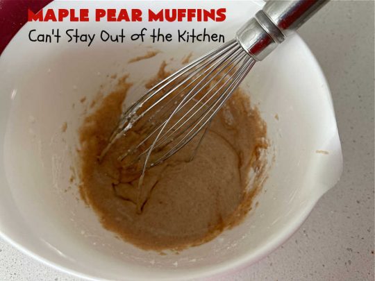 Maple Pear Muffins | Can't Stay Out of the Kitchen | these #muffins are absolutely delightful for a weekend, company or #holiday #breakfast. They're filled with #pears, #pecans, #oatmeal, #MapleSyrup & #MapleExtract to make them pop in flavor. #Cinnamon icing puts them over the top! Every bite will have you drooling. #MaplePearMuffins