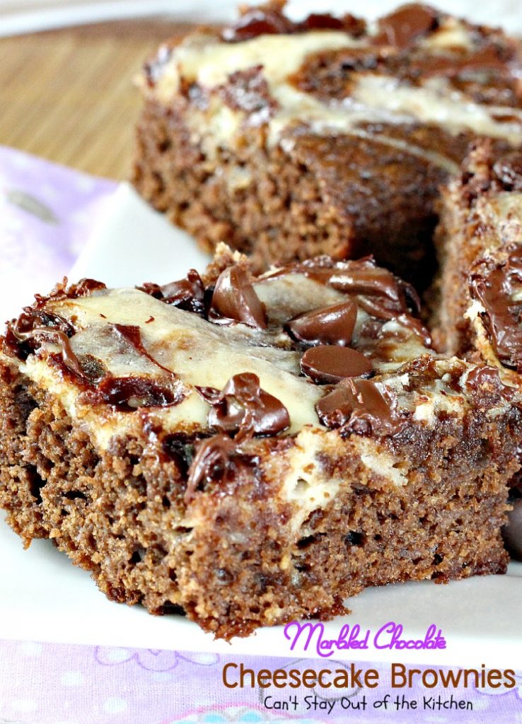 Marbled Chocolate Cheesecake Brownies | Can't Stay Out of the Kitchen | these outrageous #brownies will have you coming back for more! #chocolate #cheesecake #dessert