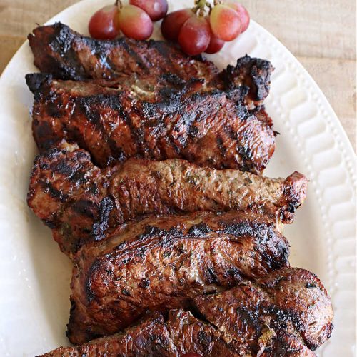 Marinated New York Strip Steaks | Can't Stay Out of the Kitchen | This is a terrific way to enjoy #steaks using ingredients found in your pantry! The #NYStripSteaks are marinated overnight and then grilled the next day. Perfect for company or family dinners. #GlutenFree #MarinatedSteaks #beef #MarinatedNewYorkStripSteaks #MarinatedSirloinSteak