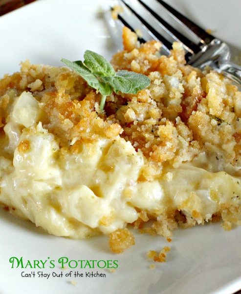 Mary's Potatoes | Can't Stay Out of the Kitchen | Our favorite #potato #casserole. Such a creamy and amazing #sidedish. #veggie