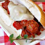 Meatball Sandwiches | Can't Stay Out of the Kitchen | Amazing #meatballs & sauce to spread over hoagie rolls. Adding melted #provolonecheese makes them spectacular. Great for #tailgating parties. So easy for weekend dinners. #beef #sandwiches #marinarasauce #ItalianSausage #NewYearsDay