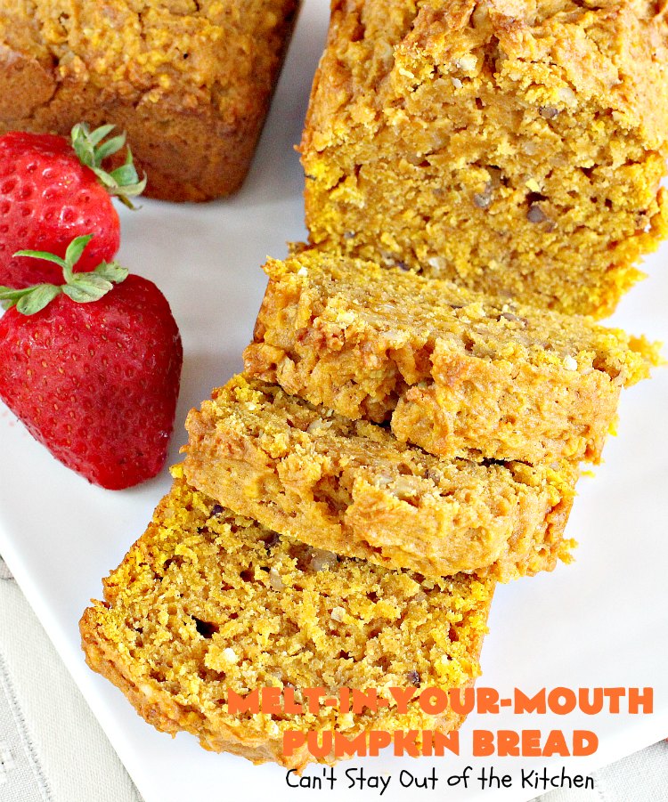 Melt-In-Your-Mouth Pumpkin Bread | Can't Stay Out of the Kitchen | this spectacular #pumpkin #bread will have you drooling! The recipe includes instant #coconut pudding for amazing flavor. Great for #fall #baking.